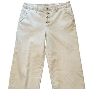 Capri Audrey Mid Rise Wide Leg size 12 Ivory Button Fly NEW MSRP $119 COTTON
